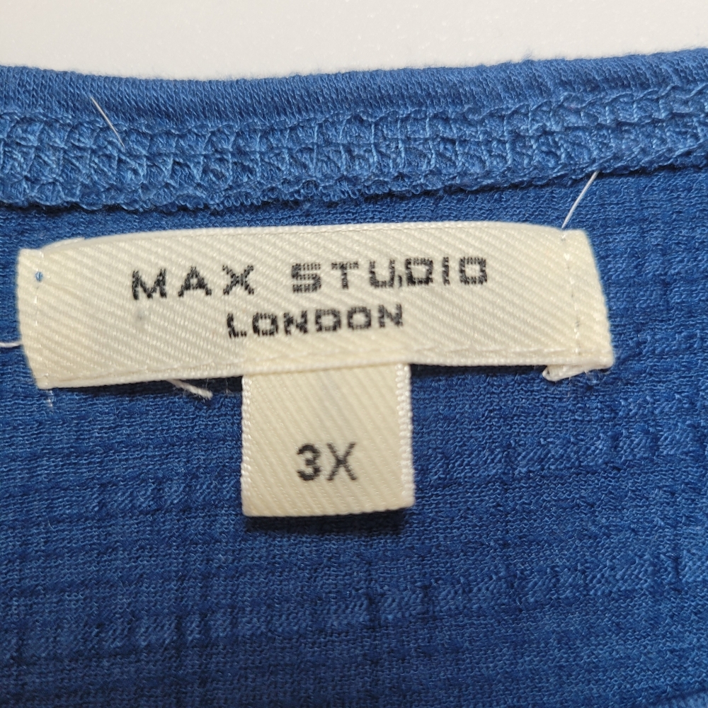 Max Studio Blue Embroidered Short Sleeve Blouse Size 3X - Picture 5 of 8